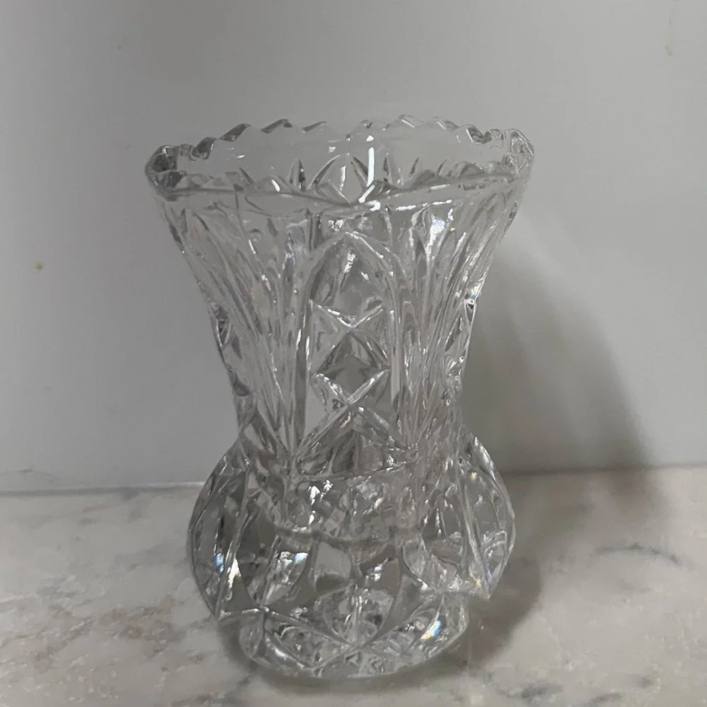 Vintage EAPG Clear Cut  Glass Toothpick  Holder
